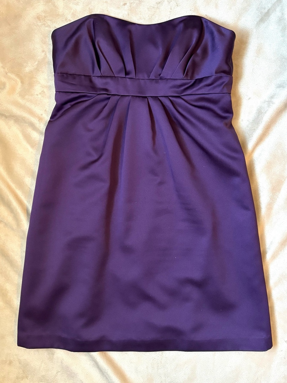 Alfred Angelo Strapless Satin Cocktail Dress in Plum